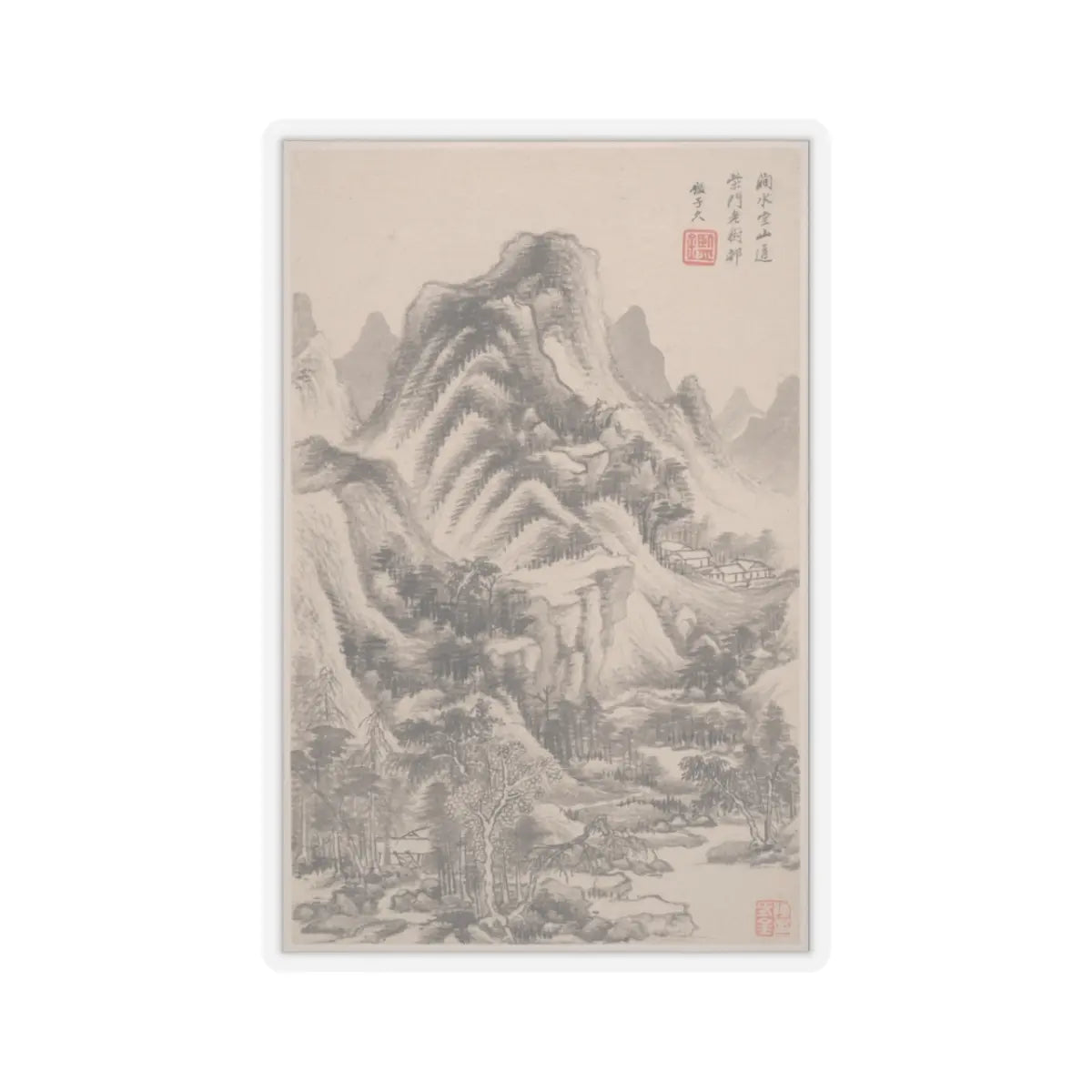 Wang Jian - Landscapes in the styles of old masters - dated 1668 v1 - STICKER Vinyl Kiss-Cut Decal