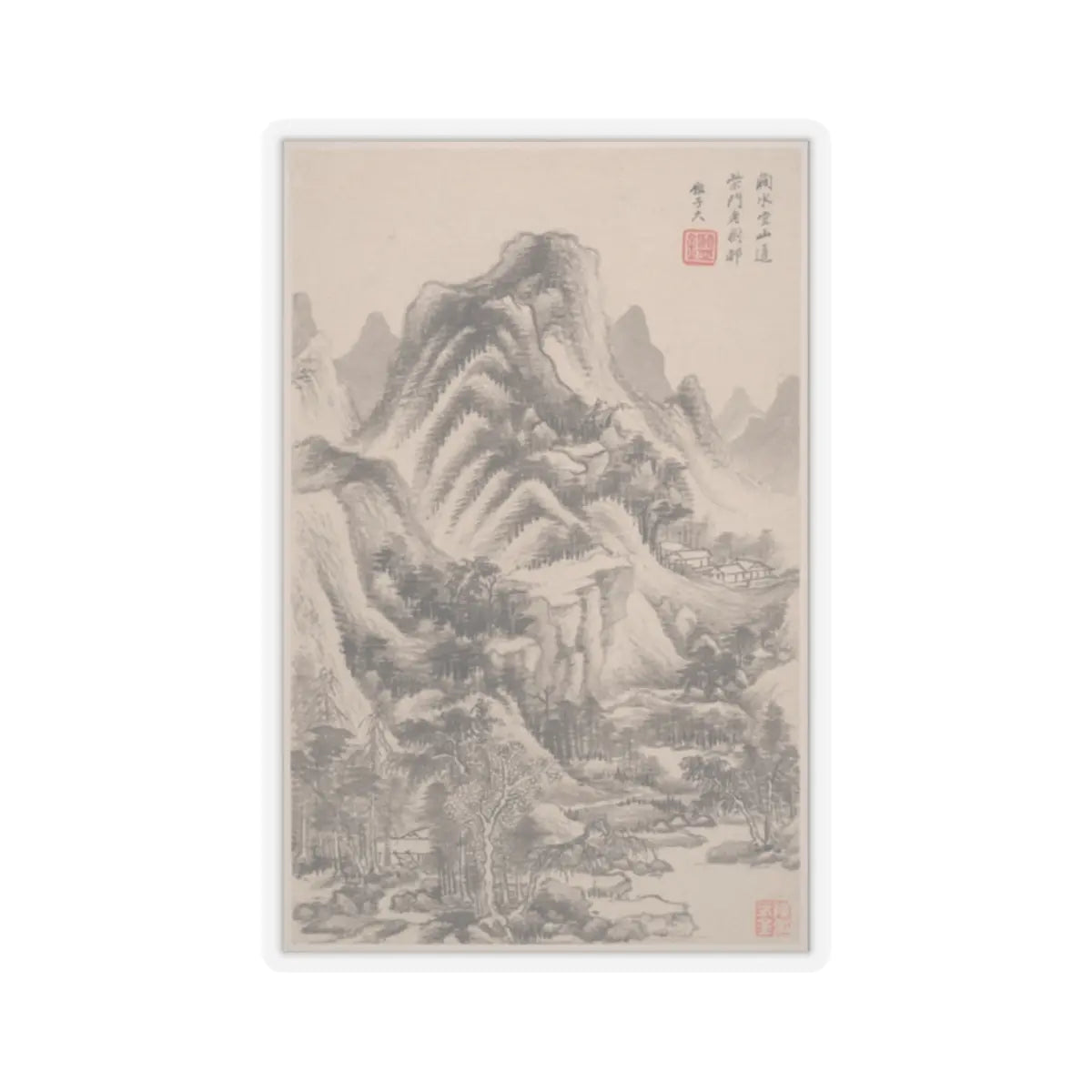 Wang Jian - Landscapes in the styles of old masters - dated 1668 v1 - STICKER Vinyl Kiss-Cut Decal