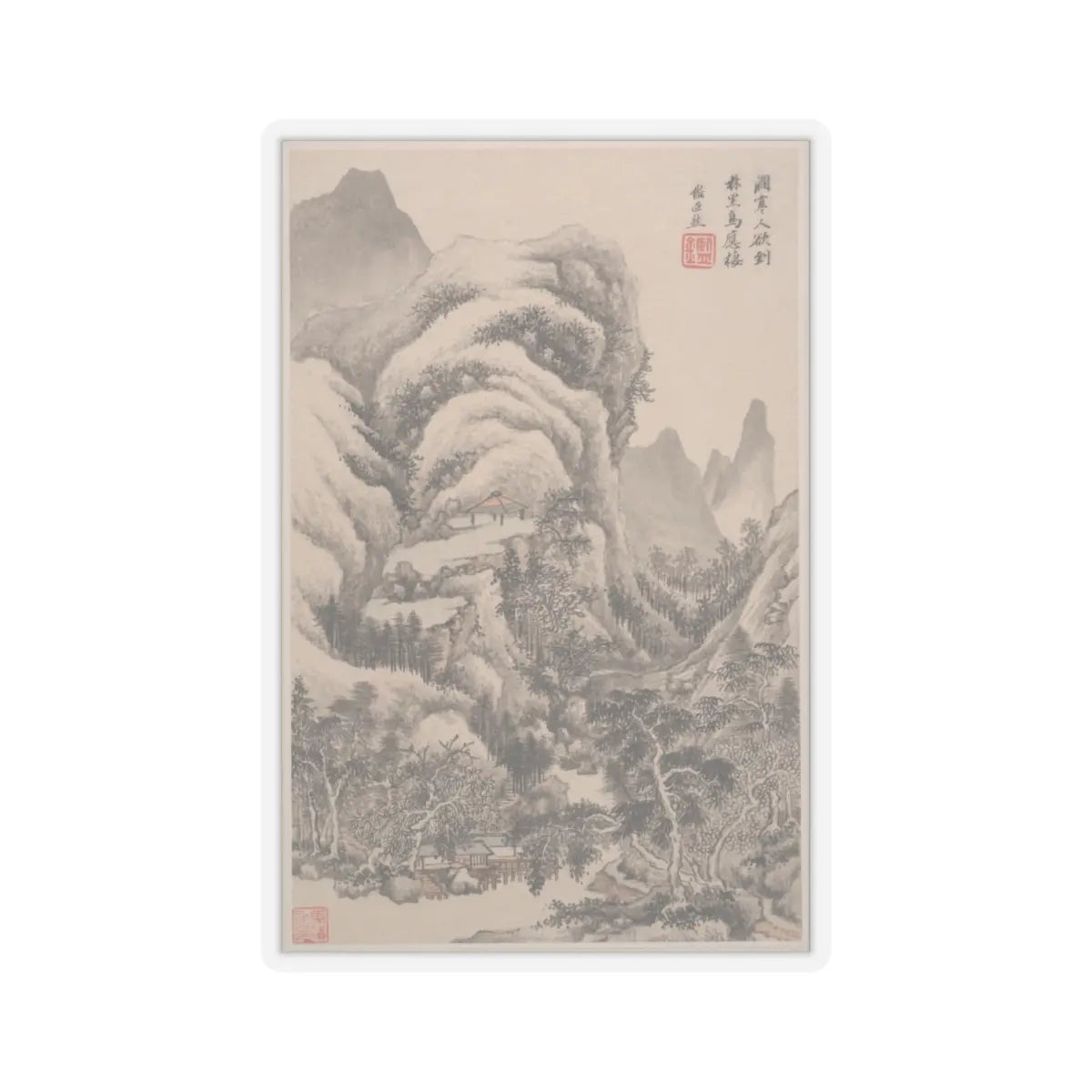 Wang Jian - Landscapes in the styles of old masters - dated 1668 v10 - STICKER Vinyl Kiss-Cut Decal