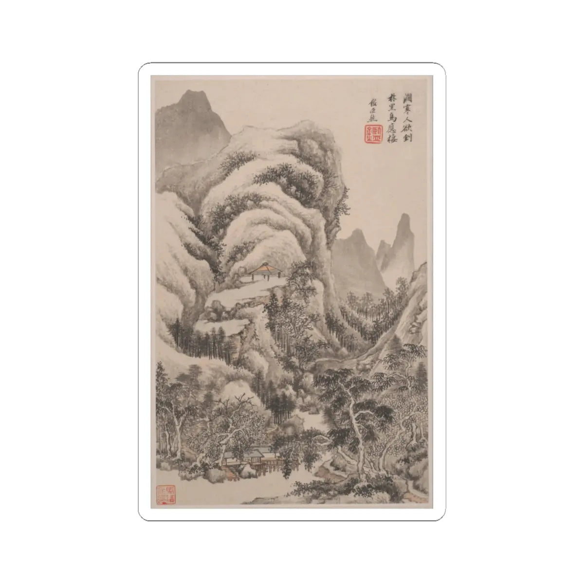 Wang Jian - Landscapes in the styles of old masters - dated 1668 v10 - STICKER Vinyl Kiss-Cut Decal