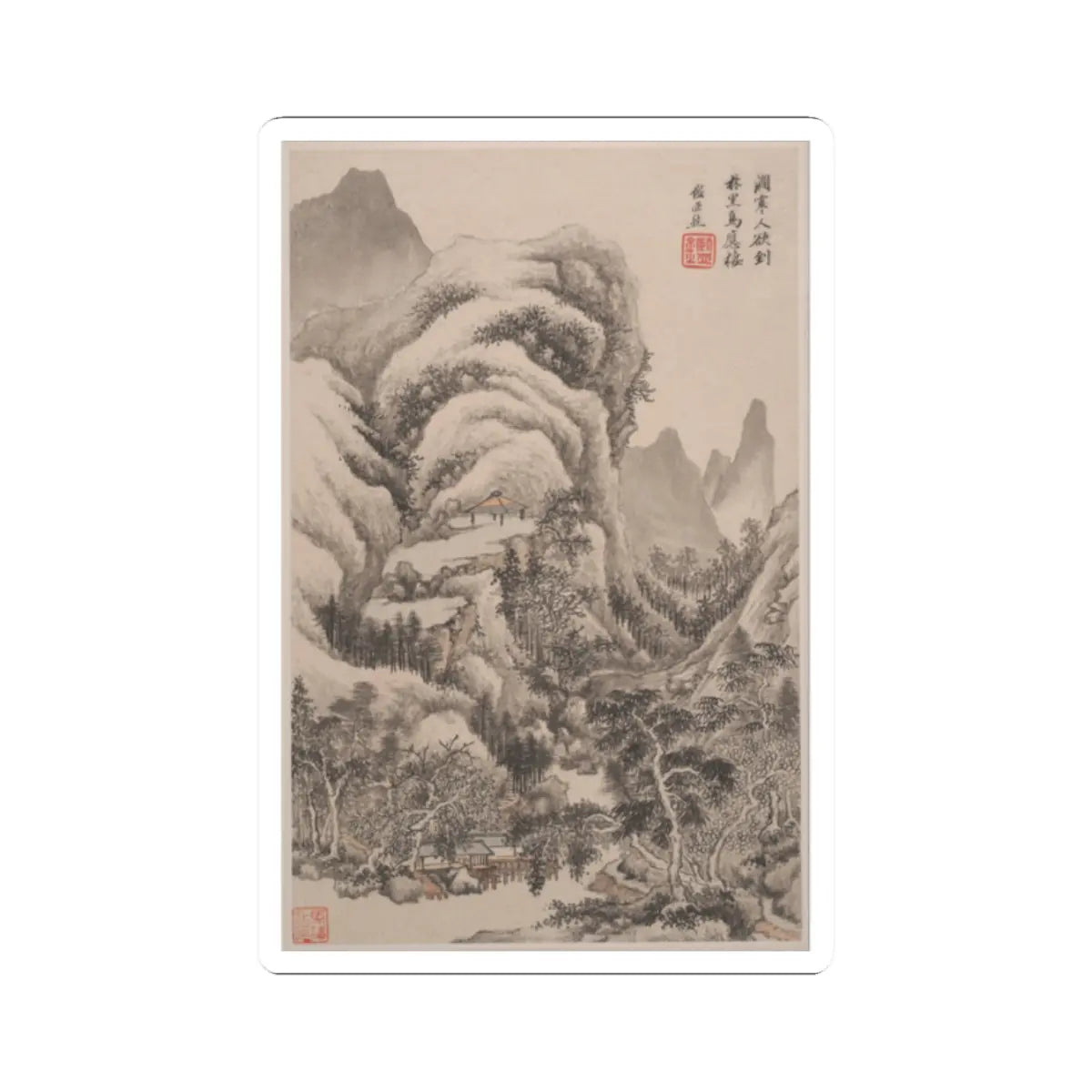 Wang Jian - Landscapes in the styles of old masters - dated 1668 v10 - STICKER Vinyl Kiss-Cut Decal