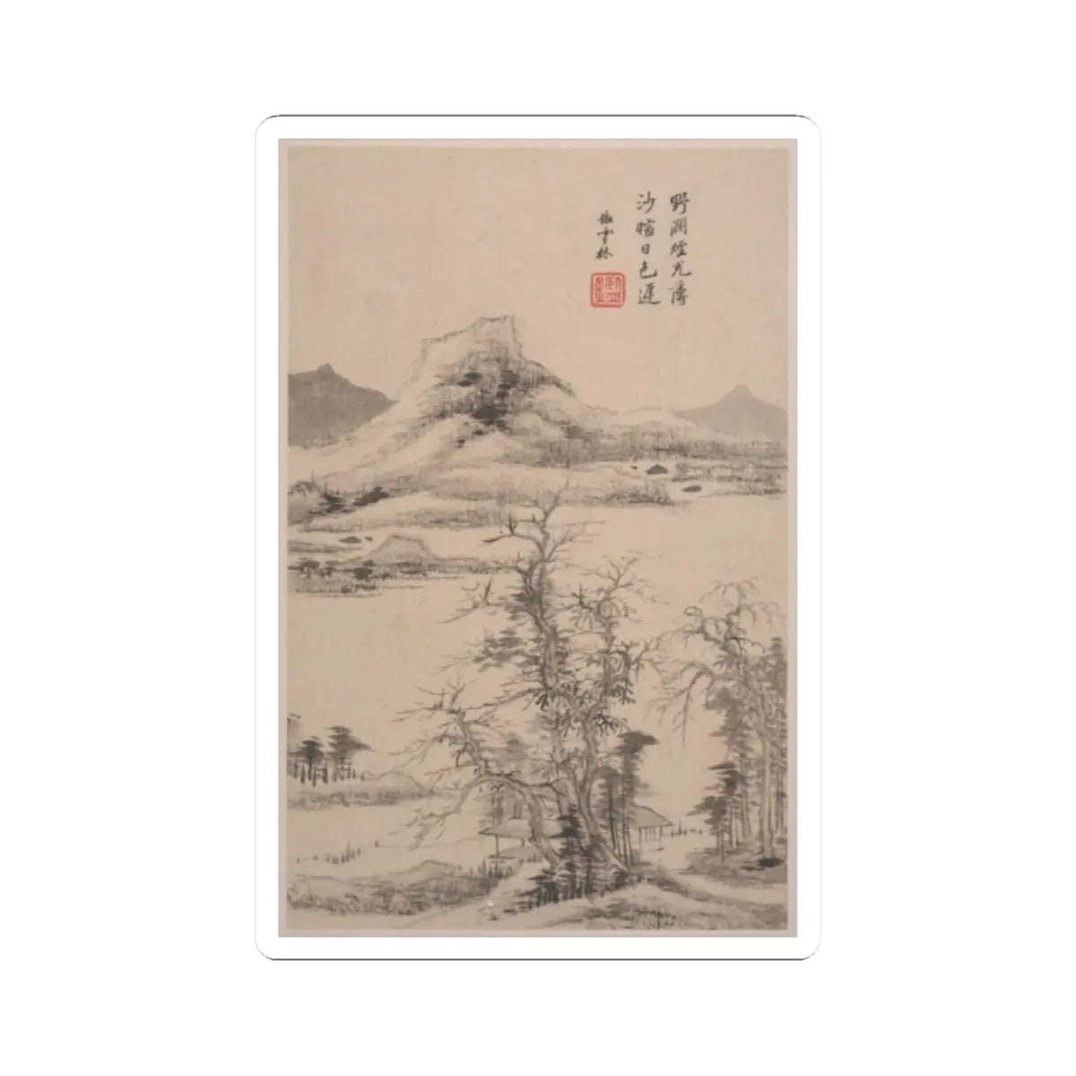 Wang Jian - Landscapes in the styles of old masters - dated 1668 v12 - STICKER Vinyl Kiss-Cut Decal