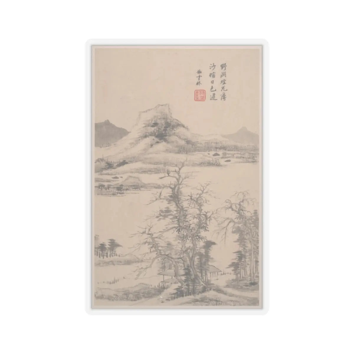Wang Jian - Landscapes in the styles of old masters - dated 1668 v12 - STICKER Vinyl Kiss-Cut Decal