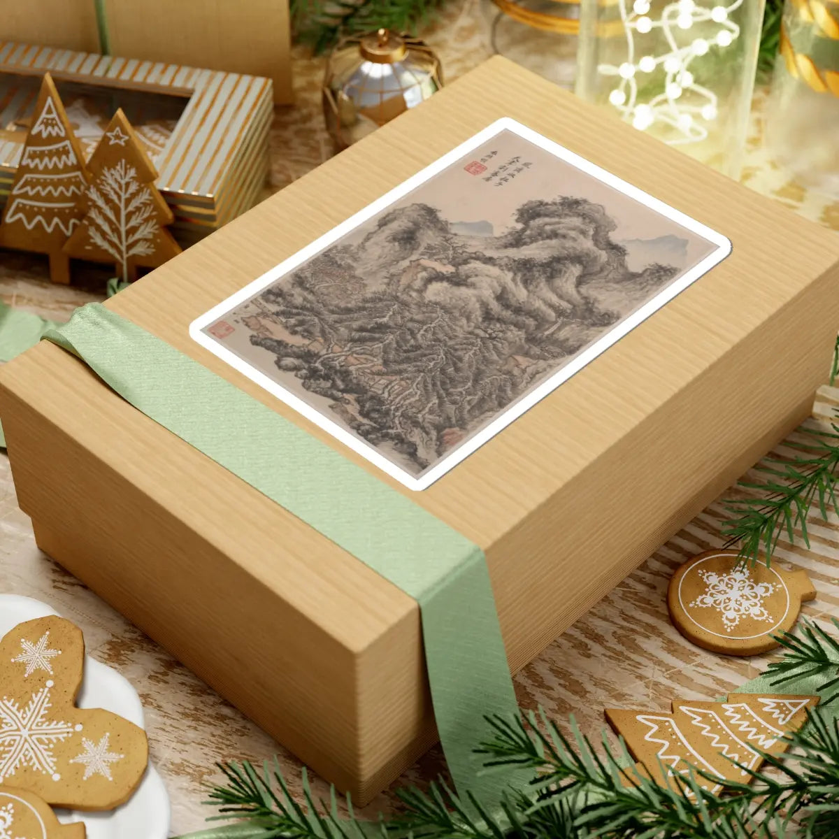 Wang Jian - Landscapes in the styles of old masters - dated 1668 v13 - STICKER Vinyl Kiss-Cut Decal