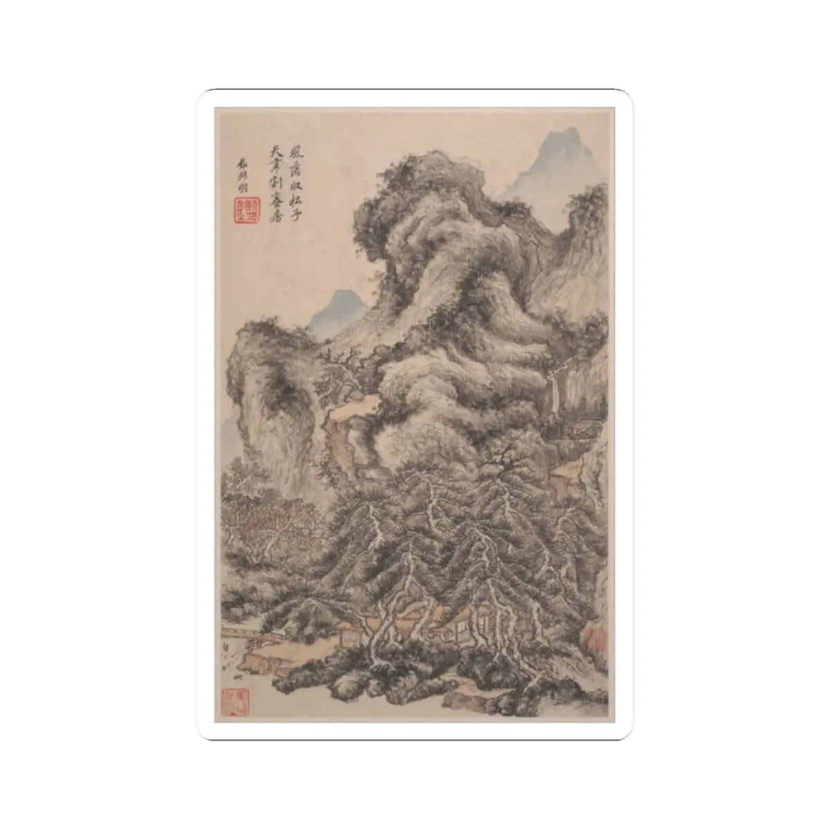 Wang Jian - Landscapes in the styles of old masters - dated 1668 v13 - STICKER Vinyl Kiss-Cut Decal