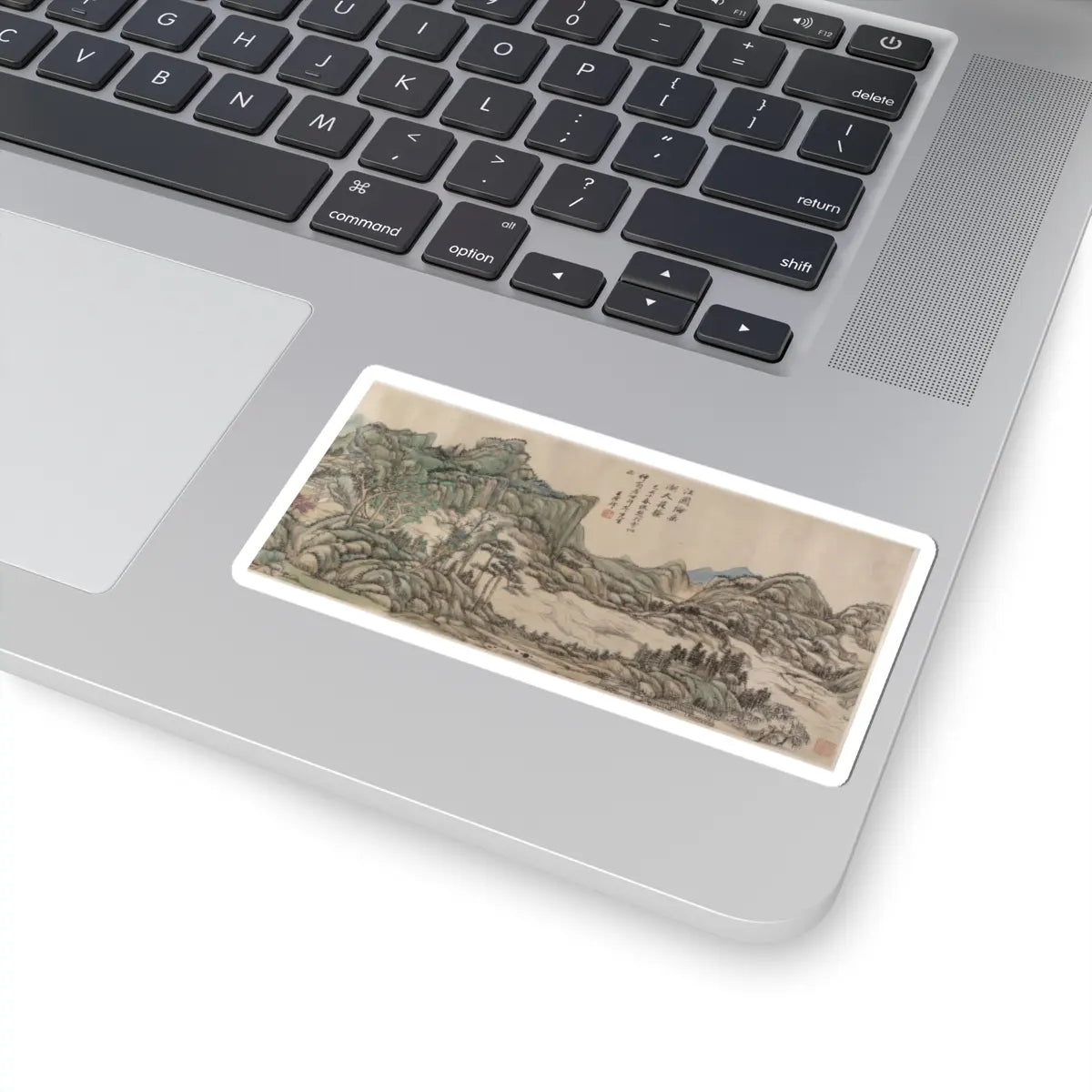 Wang Yuanqi - Fishing in River Country at Blossom Time - dated 1709 v1 - STICKER Vinyl Kiss-Cut Decal