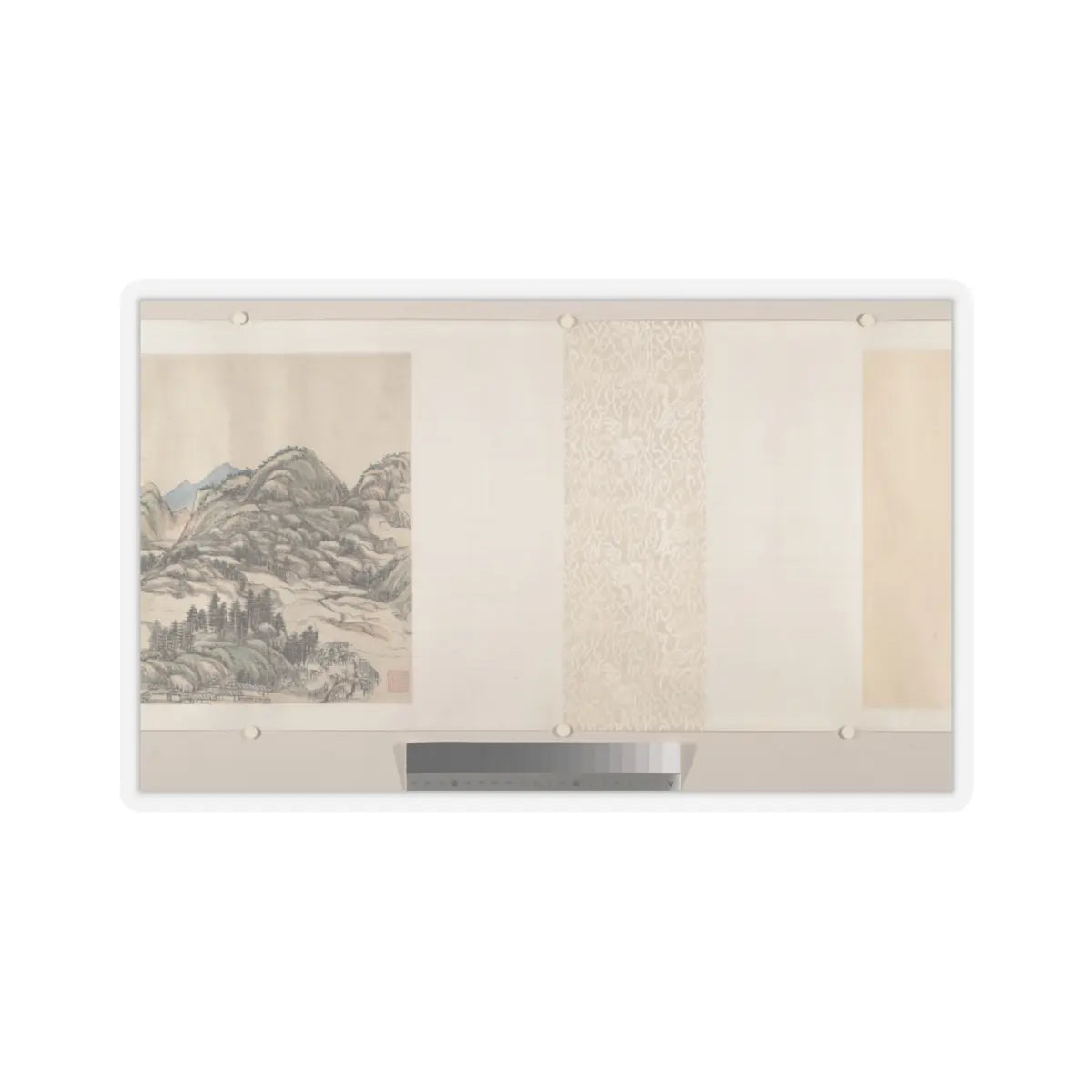 Wang Yuanqi - Fishing in River Country at Blossom Time - dated 1709 v6 - STICKER Vinyl Kiss-Cut Decal