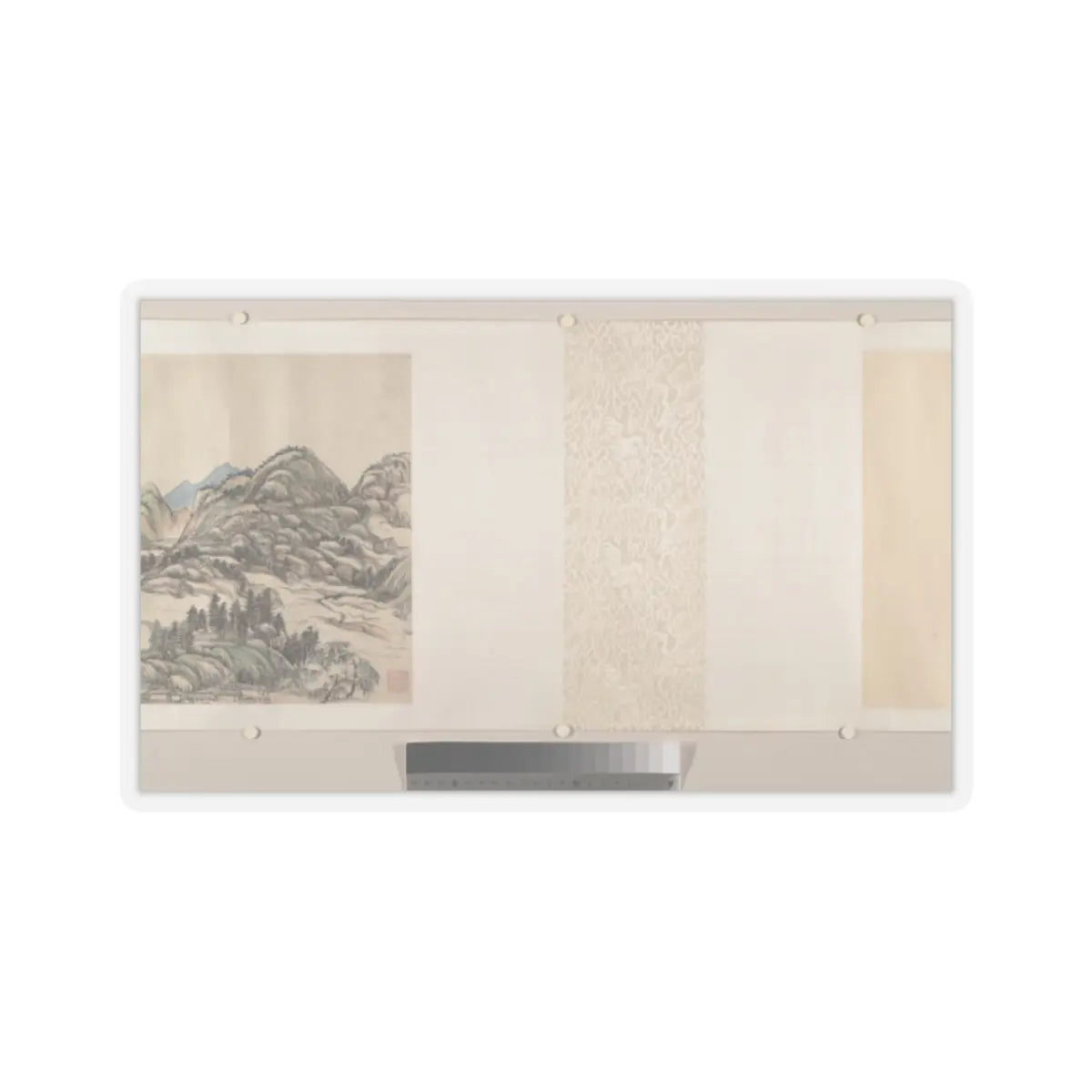Wang Yuanqi - Fishing in River Country at Blossom Time - dated 1709 v6 - STICKER Vinyl Kiss-Cut Decal