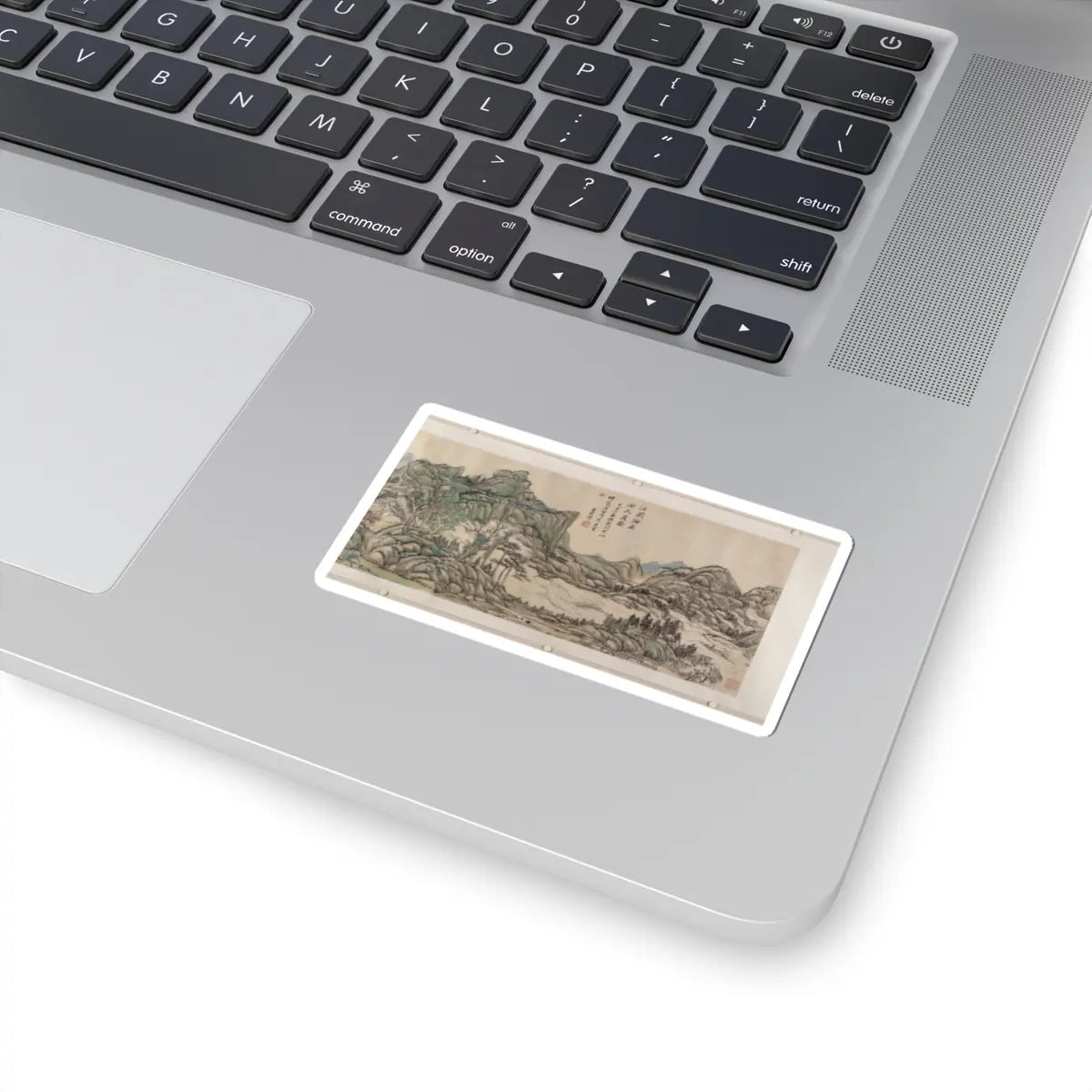 Wang Yuanqi - Fishing in River Country at Blossom Time - dated 1709 v7 - STICKER Vinyl Kiss-Cut Decal