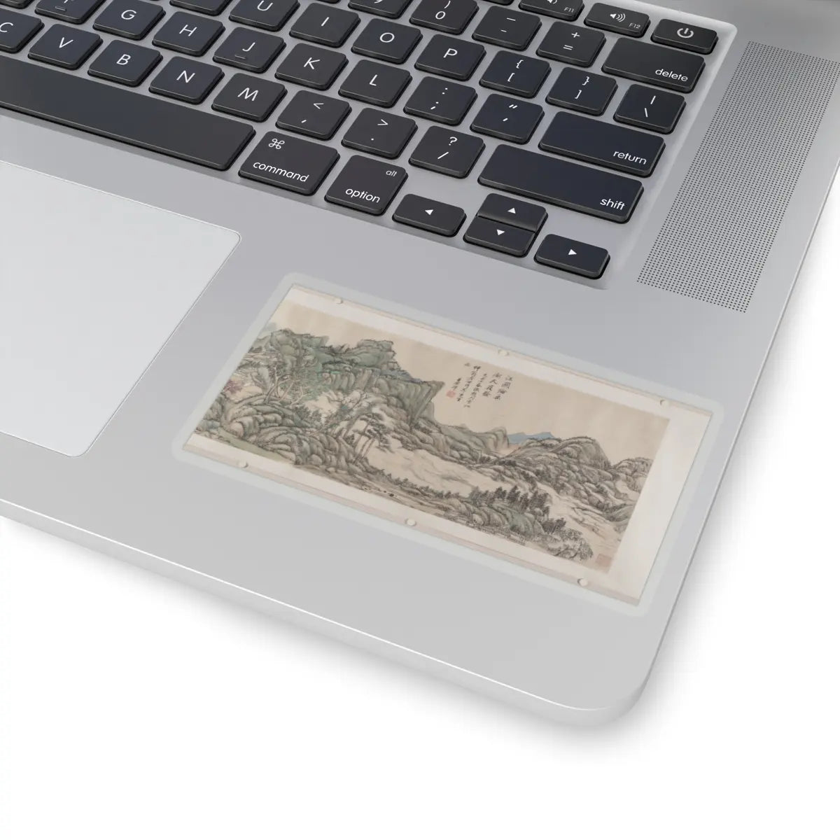 Wang Yuanqi - Fishing in River Country at Blossom Time - dated 1709 v7 - STICKER Vinyl Kiss-Cut Decal