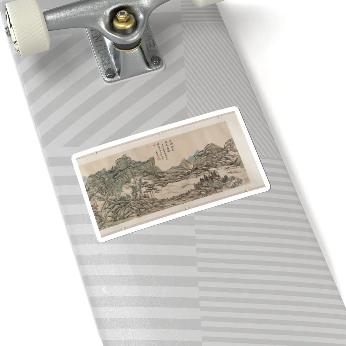 Wang Yuanqi - Fishing in River Country at Blossom Time - dated 1709 v7 - STICKER Vinyl Kiss-Cut Decal