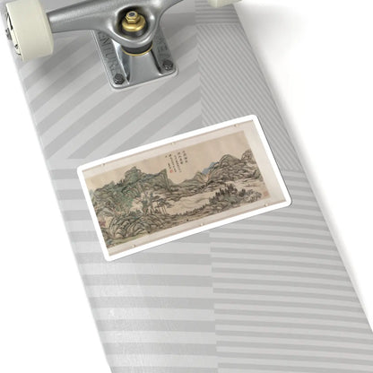 Wang Yuanqi - Fishing in River Country at Blossom Time - dated 1709 v7 - STICKER Vinyl Kiss-Cut Decal