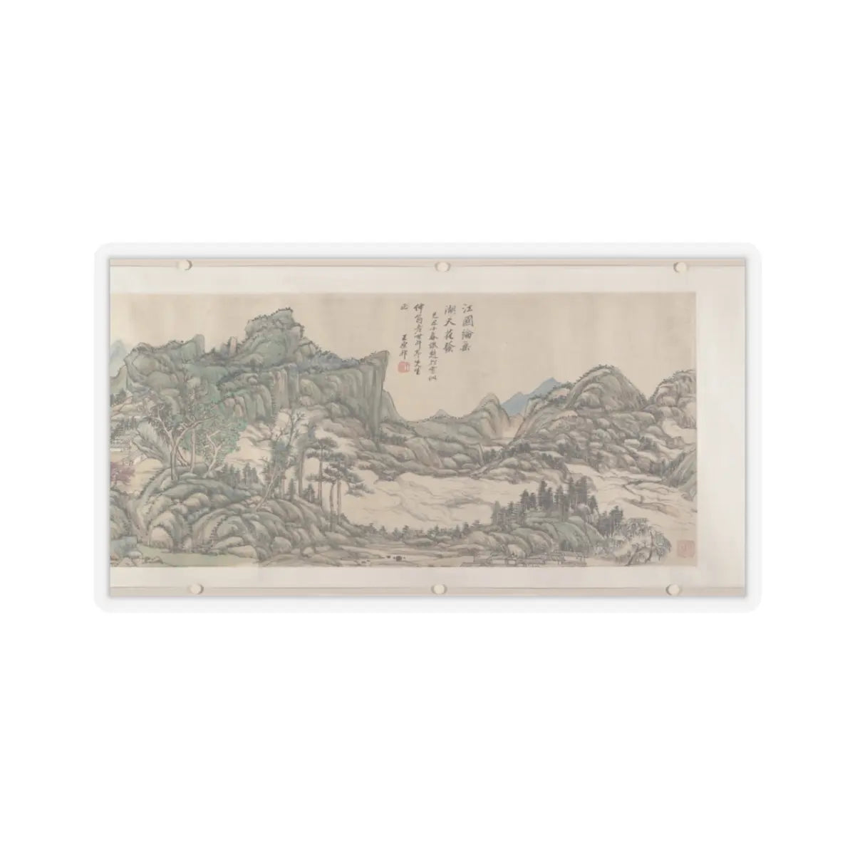 Wang Yuanqi - Fishing in River Country at Blossom Time - dated 1709 v7 - STICKER Vinyl Kiss-Cut Decal