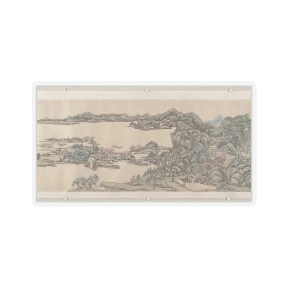 Wang Yuanqi - Fishing in River Country at Blossom Time - dated 1709 v8 - STICKER Vinyl Kiss-Cut Decal