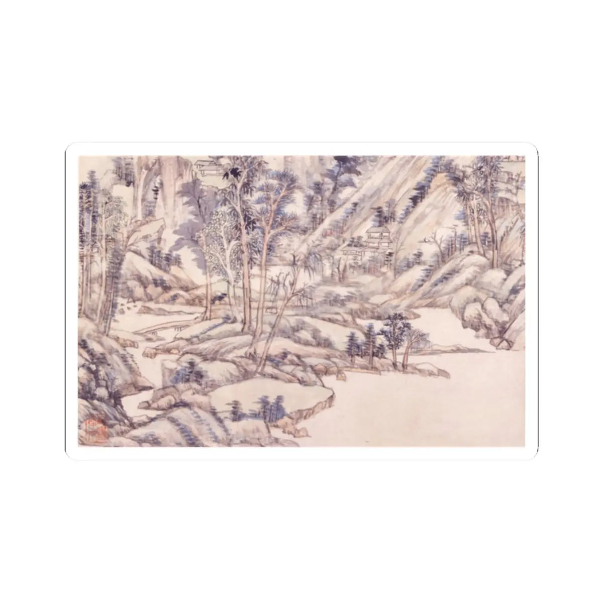 Wang Yuanqi - Landscape for Zhanting - dated 1710 v4 - STICKER Vinyl Kiss-Cut Decal