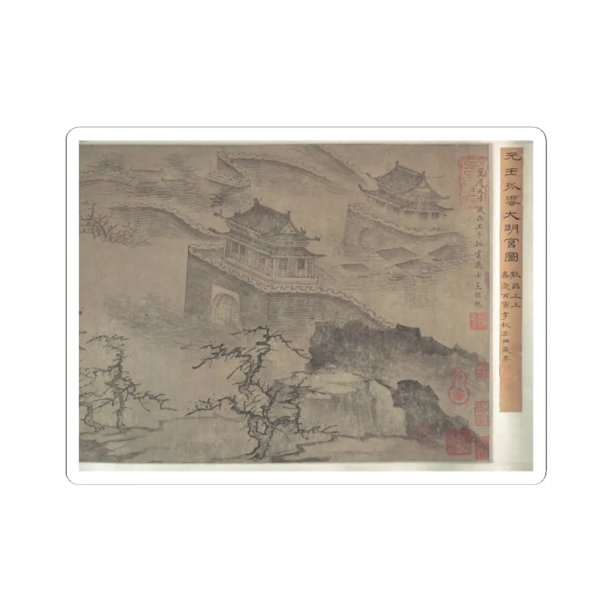 Wang Zhenpeng - The Daming Palace - early 15th century v2 - STICKER Vinyl Kiss-Cut Decal