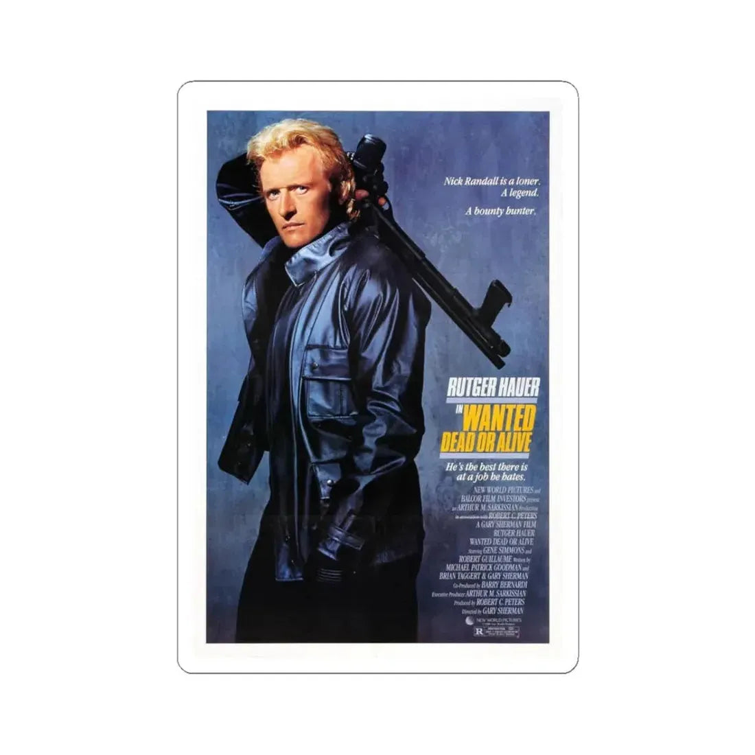 WANTED DEAD OR ALIVE 1986 Movie Poster - STICKER Vinyl Kiss-Cut Decal 3 Inch White - The Sticker Space