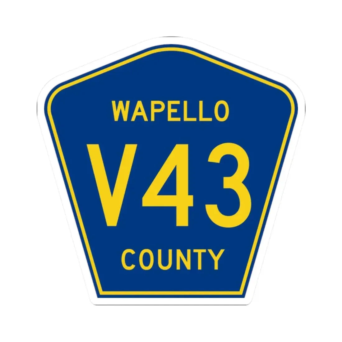 Wapello County Route V43 IA (Iowa) (Road Sign) STICKER Vinyl Kiss-Cut Decal 2 Inch White - The Sticker Space