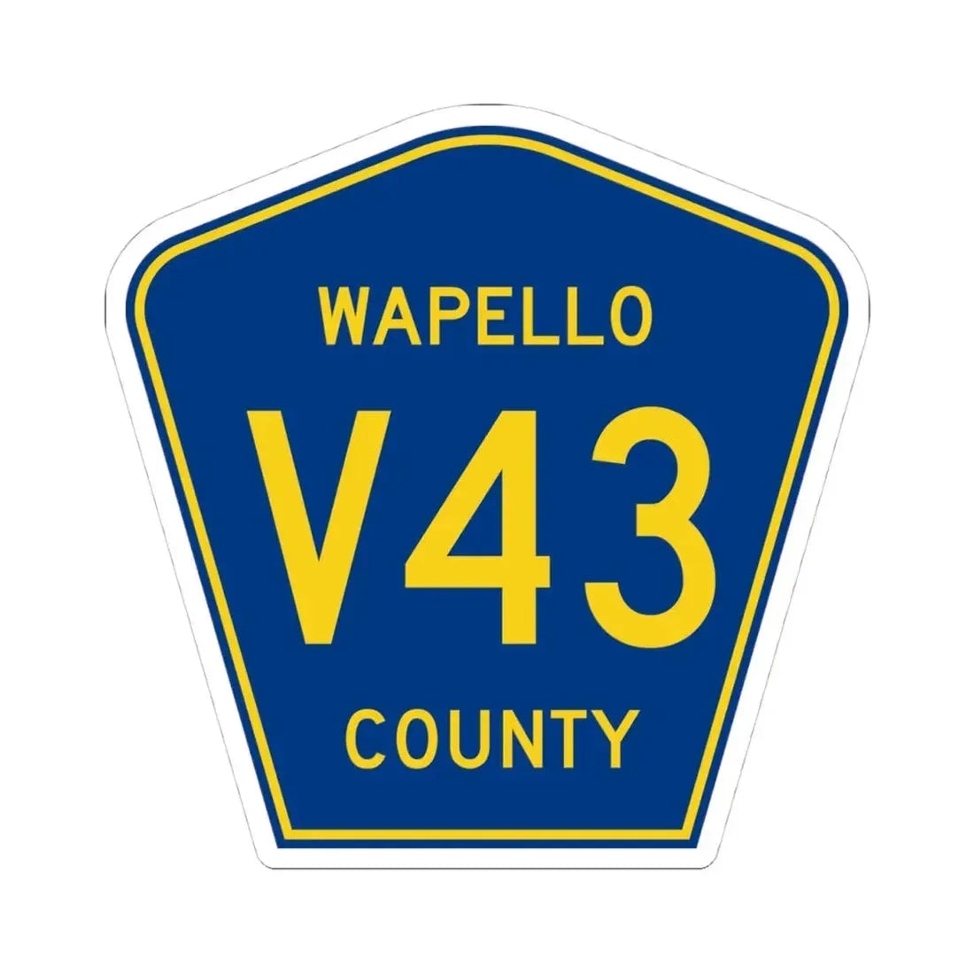 Wapello County Route V43 IA (Iowa) (Road Sign) STICKER Vinyl Kiss-Cut Decal 4 Inch White - The Sticker Space