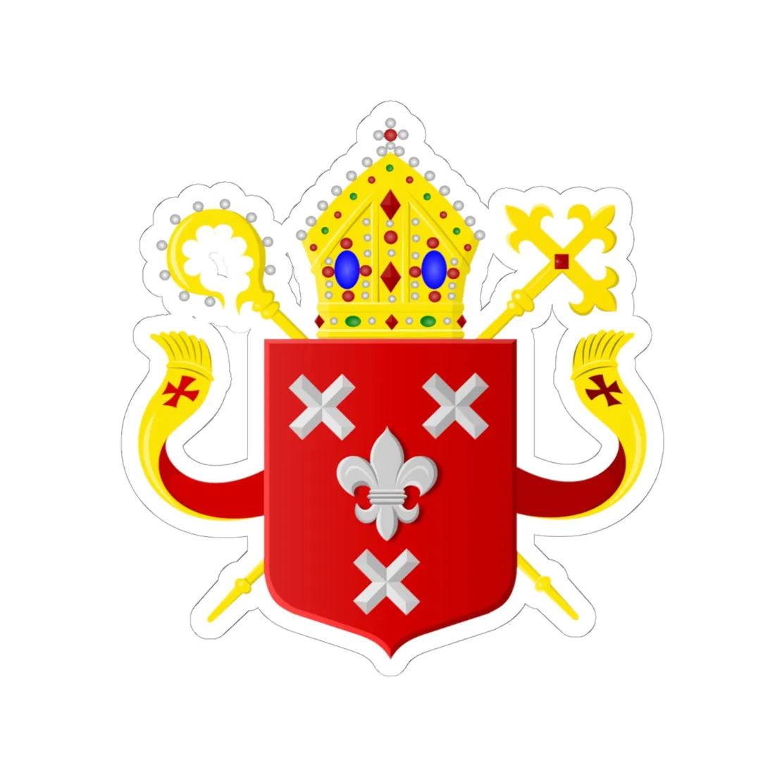 Wapen bisdom Breda (Netherlands) (Coat of Arms) STICKER Vinyl Kiss-Cut Decal 6 Inch White - The Sticker Space