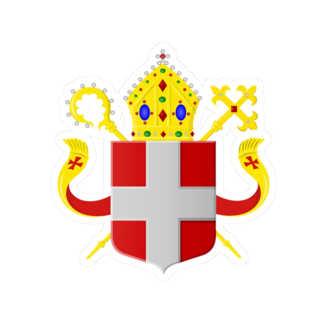 Wapen Bisdom Utrecht (Netherlands) (Coat of Arms) STICKER Vinyl Kiss-Cut Decal 2 Inch White - The Sticker Space
