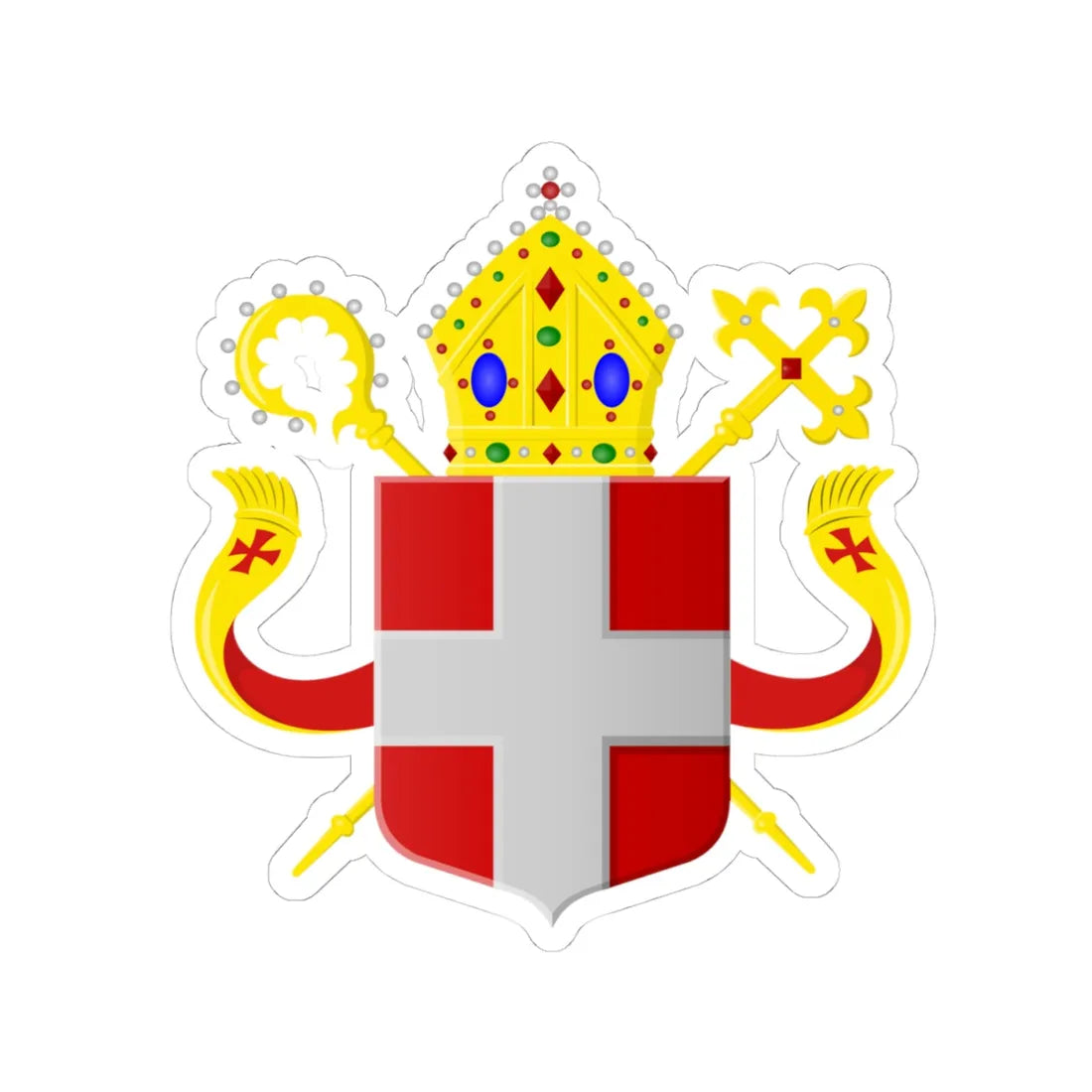 Wapen Bisdom Utrecht (Netherlands) (Coat of Arms) STICKER Vinyl Kiss-Cut Decal 4 Inch White - The Sticker Space