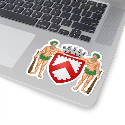 Wapen stad be Kortrijk met schildhouders (Belgium) (Coat of Arms) STICKER Vinyl Kiss-Cut Decal - The Sticker Space