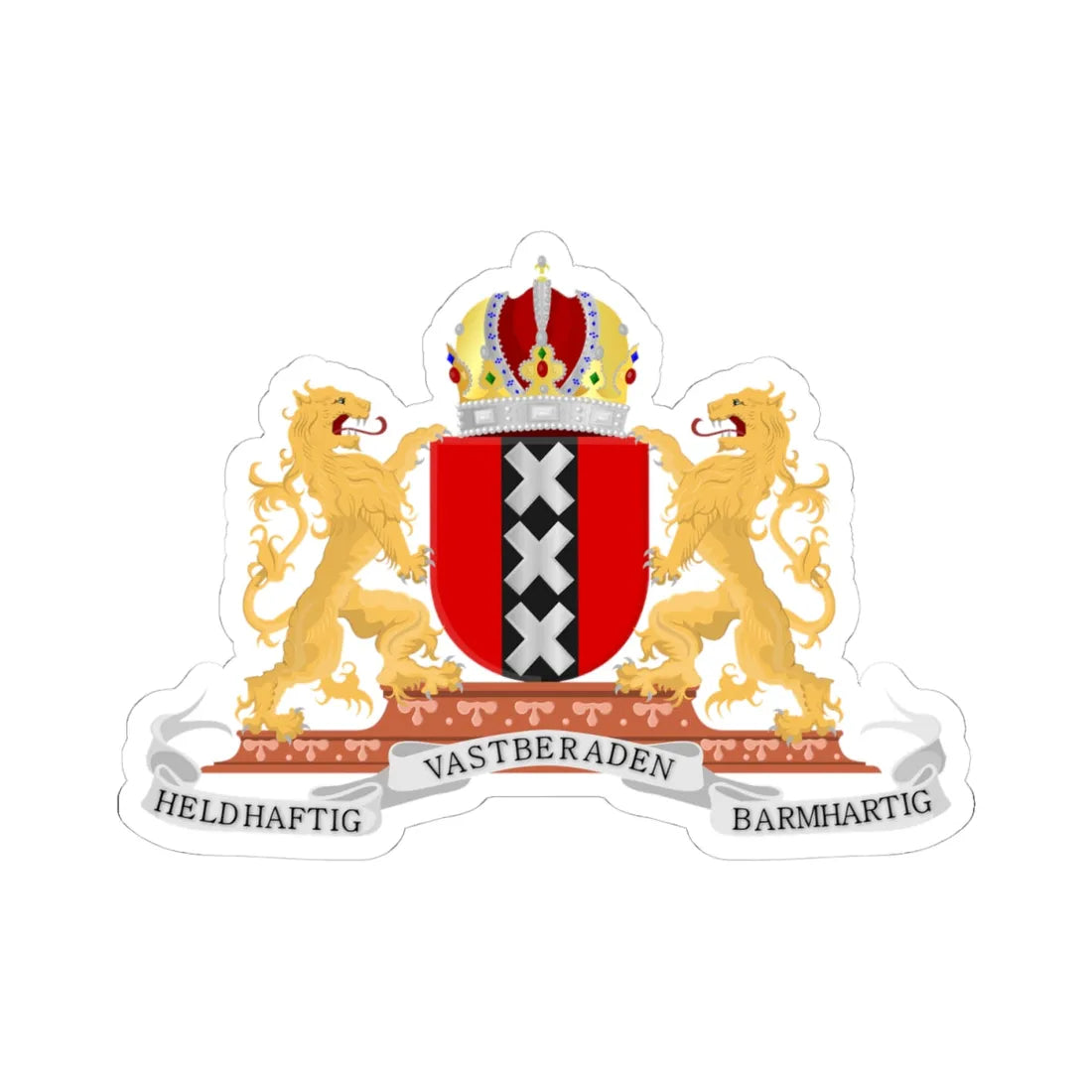 Wapen van Amsterdam (Netherlands) (Coat of Arms) STICKER Vinyl Kiss-Cut Decal 4 Inch White - The Sticker Space