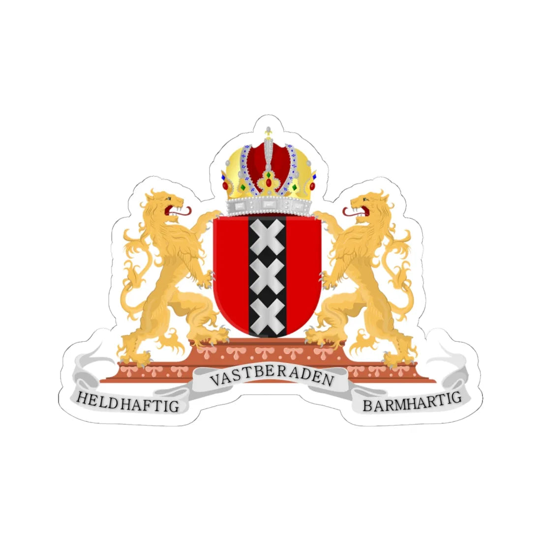 Wapen van Amsterdam (Netherlands) (Coat of Arms) STICKER Vinyl Kiss-Cut Decal 6 Inch White - The Sticker Space