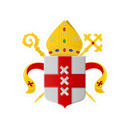 Wapen van Bisdom Amsterdam Haarlem (Netherlands) (Coat of Arms) STICKER Vinyl Kiss-Cut Decal 2 Inch White - The Sticker Space