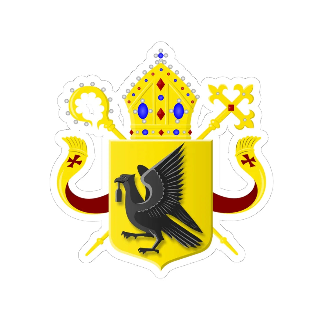 Wapen van bisdom Den Bosch (Netherlands) (Coat of Arms) STICKER Vinyl Kiss-Cut Decal 4 Inch White - The Sticker Space