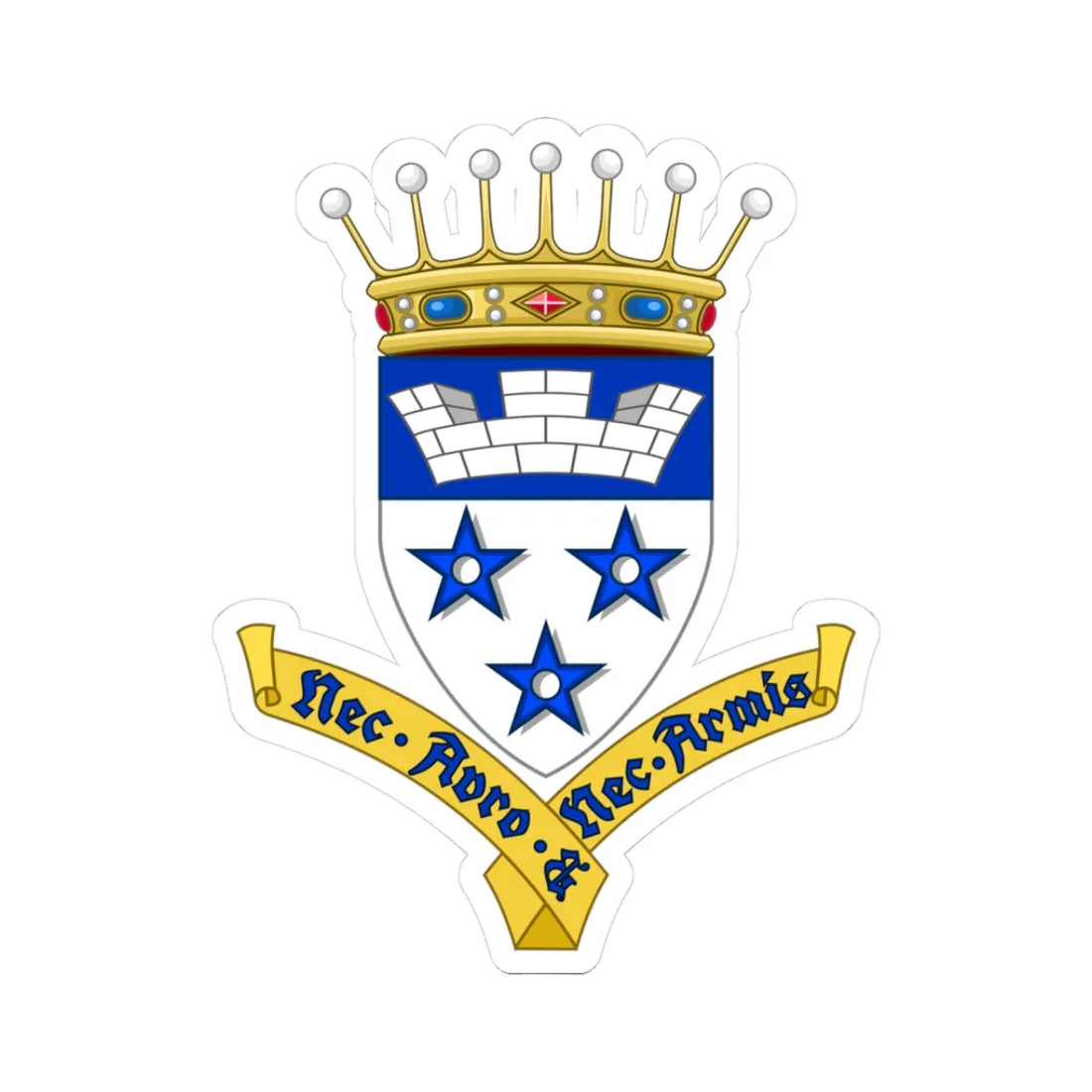 Wapen van de familie De Bethune (Belgium) (Coat of Arms) STICKER Vinyl Kiss-Cut Decal 3 Inch White - The Sticker Space