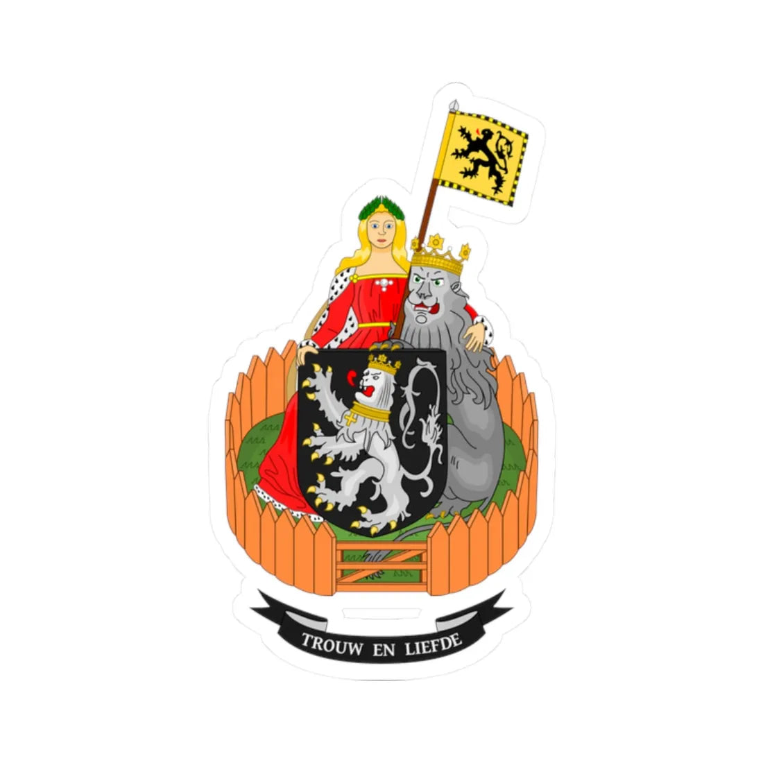 Wapen van Gent (Belgium) (Coat of Arms) STICKER Vinyl Kiss-Cut Decal 2 Inch White - The Sticker Space