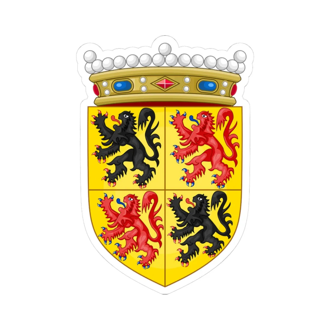Wapen van Henegouwen provincie (Belgium) (Coat of Arms) STICKER Vinyl Kiss-Cut Decal 3 Inch White - The Sticker Space
