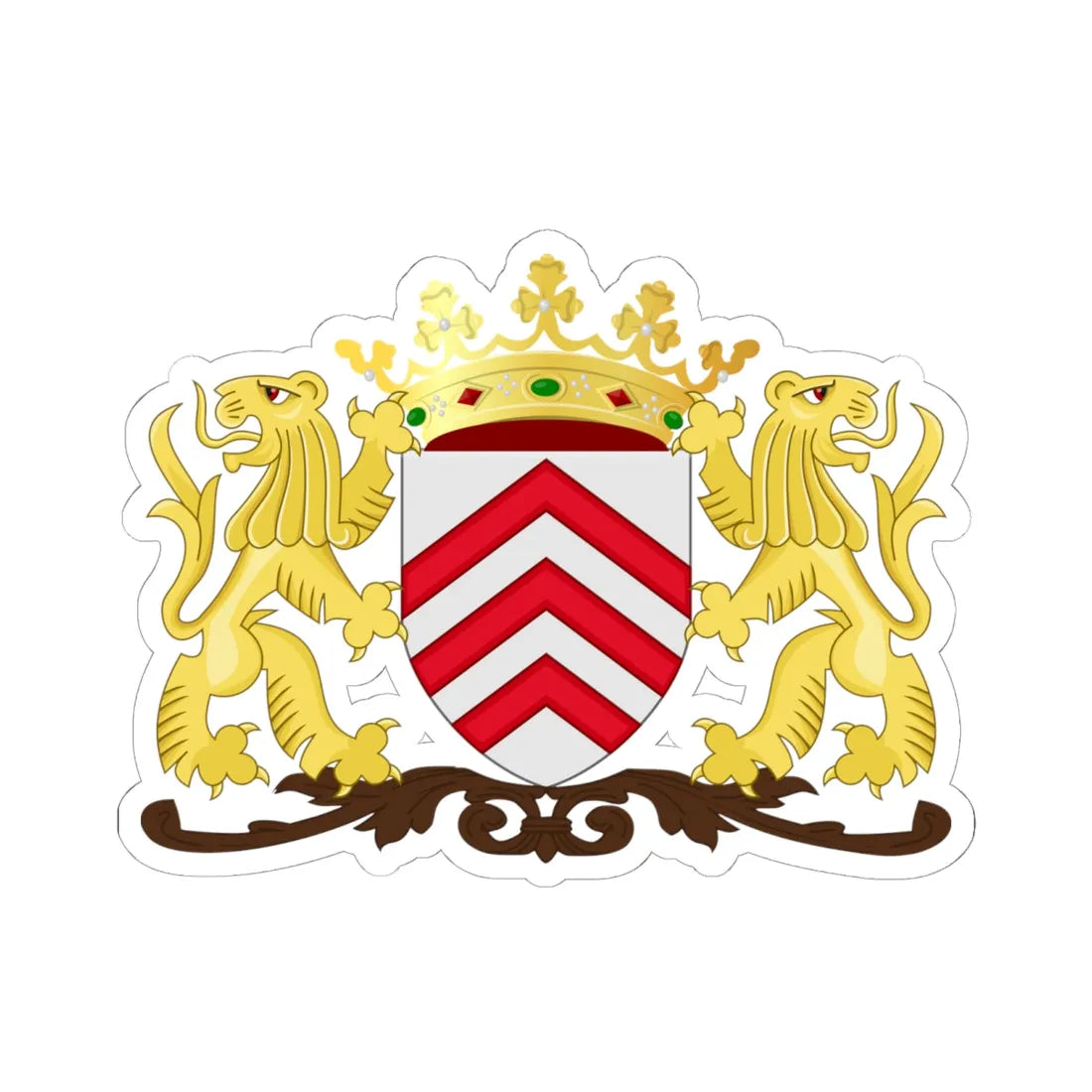 Wapen van Lier 1818-1838 (Belgium) (Coat of Arms) STICKER Vinyl Kiss-Cut Decal 6 Inch White - The Sticker Space