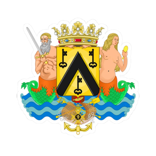 Wapen van Oostende (Belgium) (Coat of Arms) STICKER Vinyl Kiss-Cut Decal 2 Inch White - The Sticker Space