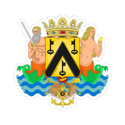 Wapen van Oostende (Belgium) (Coat of Arms) STICKER Vinyl Kiss-Cut Decal 4 Inch White - The Sticker Space