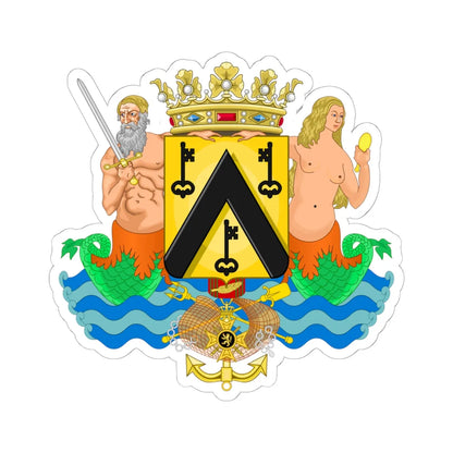 Wapen van Oostende (Belgium) (Coat of Arms) STICKER Vinyl Kiss-Cut Decal 6 Inch White - The Sticker Space