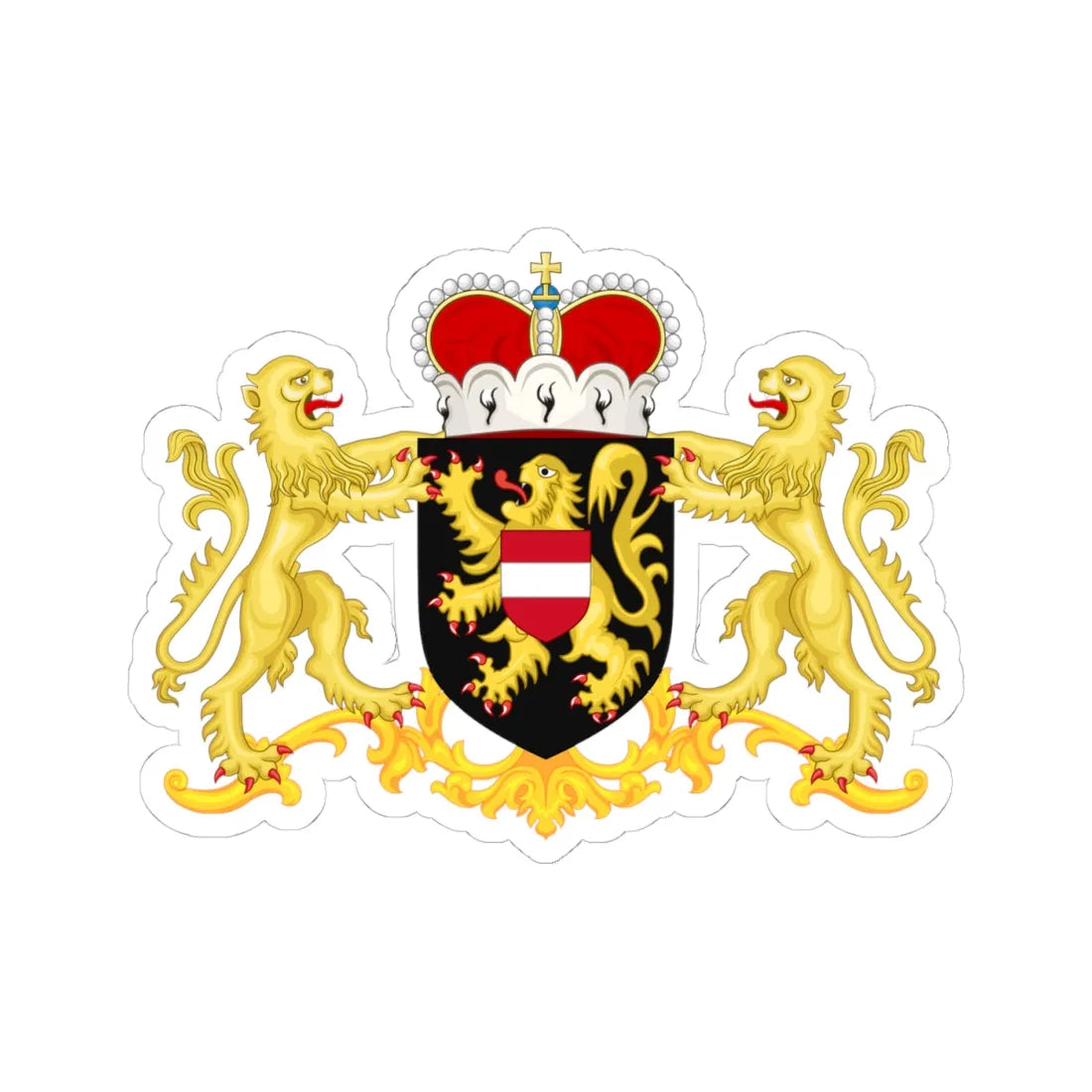 Wapen van Vlaams-Brabant (Belgium) (Coat of Arms) STICKER Vinyl Kiss-Cut Decal 4 Inch White - The Sticker Space