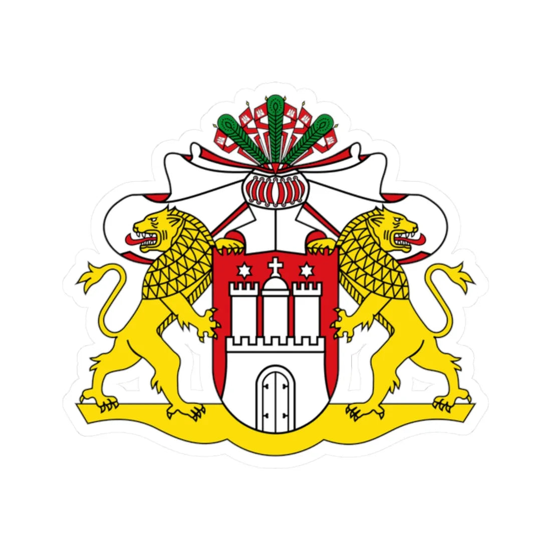 Wappen der Hamburgischen Bürgerschaft (Germany) (Coat of Arms) STICKER Vinyl Kiss-Cut Decal 2 Inch White - The Sticker Space