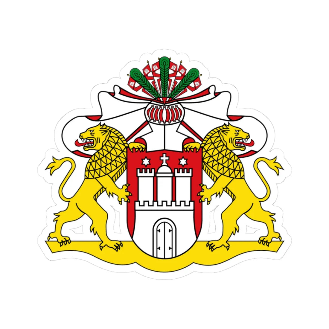 Wappen der Hamburgischen Bürgerschaft (Germany) (Coat of Arms) STICKER Vinyl Kiss-Cut Decal 3 Inch White - The Sticker Space
