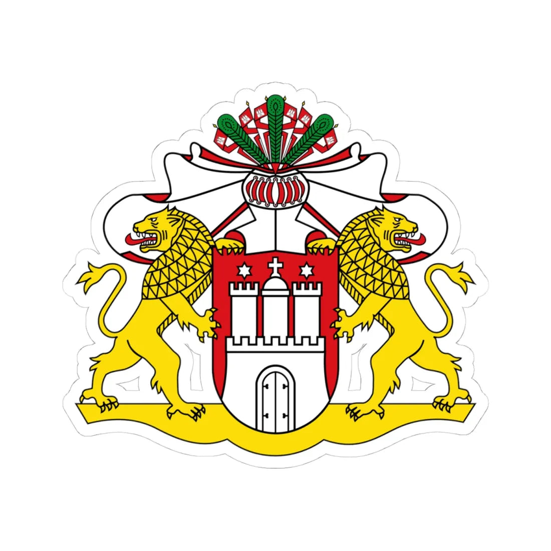 Wappen der Hamburgischen Bürgerschaft (Germany) (Coat of Arms) STICKER Vinyl Kiss-Cut Decal 4 Inch White - The Sticker Space
