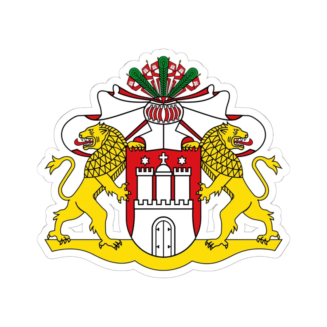 Wappen der Hamburgischen Bürgerschaft (Germany) (Coat of Arms) STICKER Vinyl Kiss-Cut Decal 6 Inch White - The Sticker Space