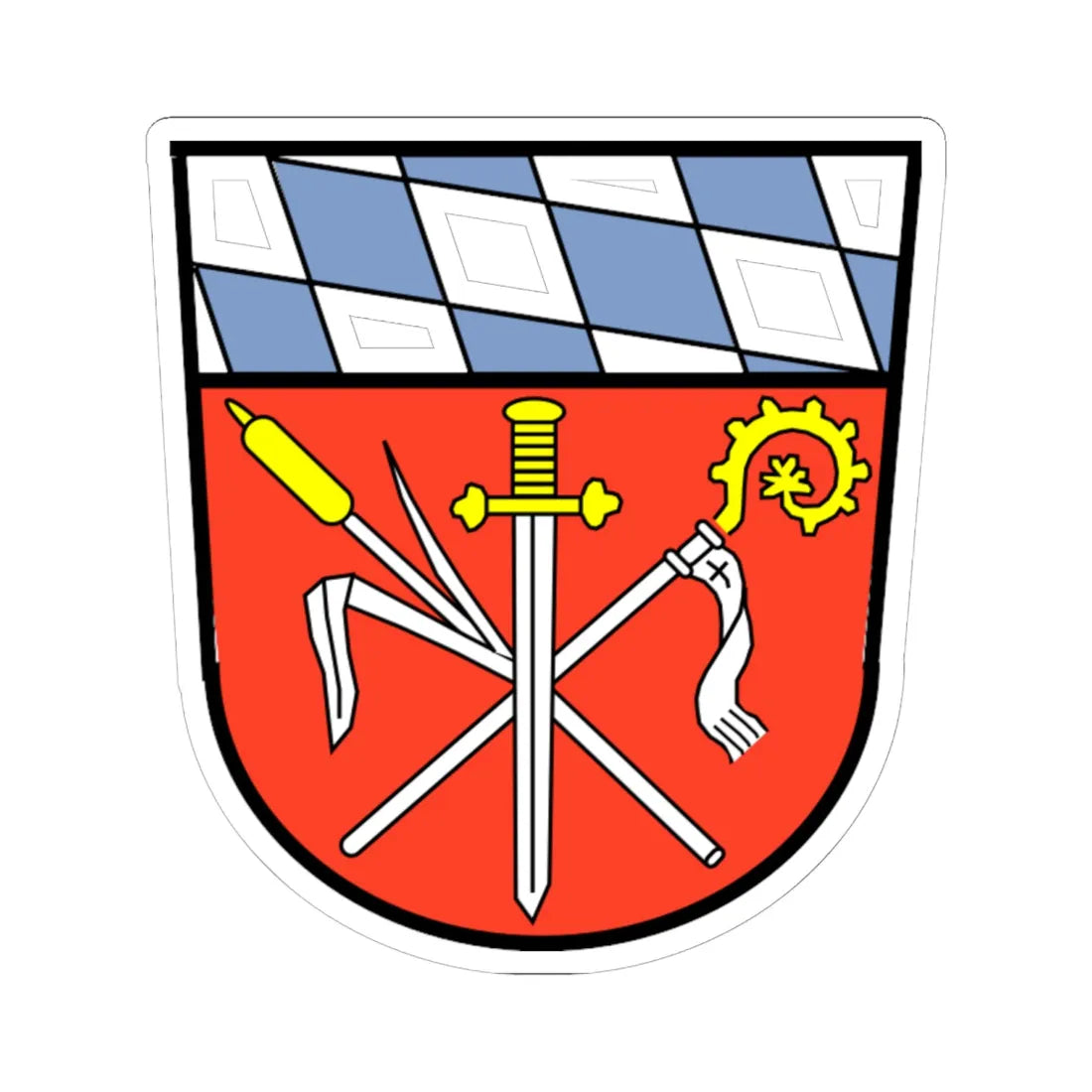 Wappen des landkreises bad aibling (Germany) (Coat of Arms) STICKER Vinyl Kiss-Cut Decal 6 Inch White - The Sticker Space