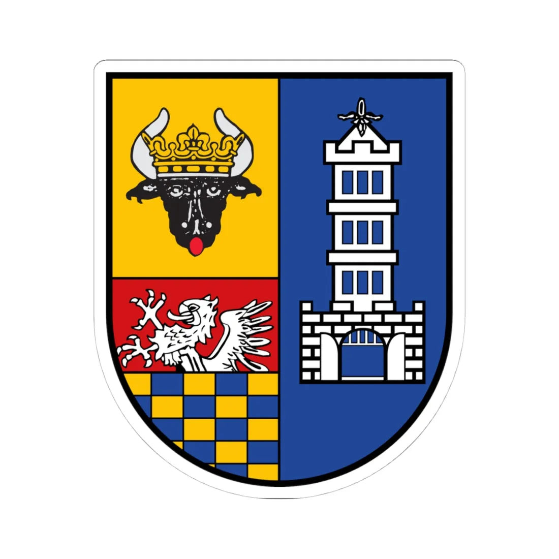 Wappen des Landkreises Demmin (Germany) (Coat of Arms) STICKER Vinyl Kiss-Cut Decal 4 Inch White - The Sticker Space