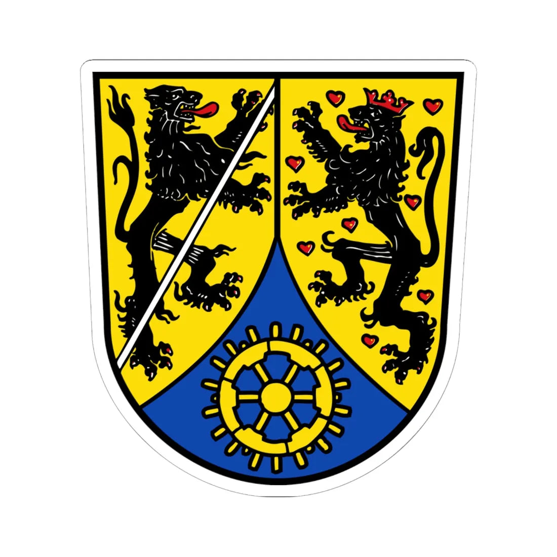 Wappen des Landkreises Kronach (Germany) (Coat of Arms) STICKER Vinyl Kiss-Cut Decal 6 Inch White - The Sticker Space