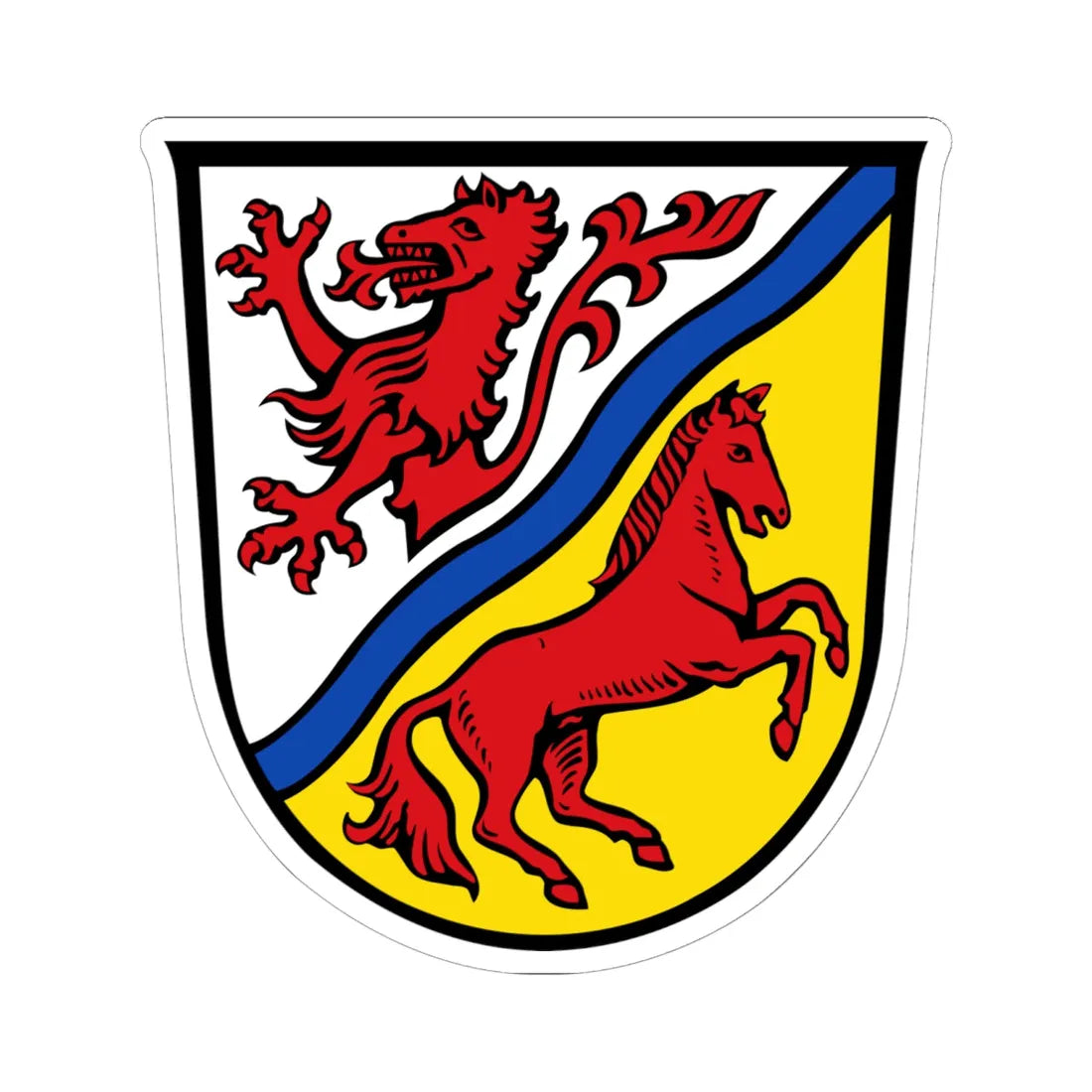 Wappen des Landkreises Rottal-Inn (Germany) (Coat of Arms) STICKER Vinyl Kiss-Cut Decal 6 Inch White - The Sticker Space