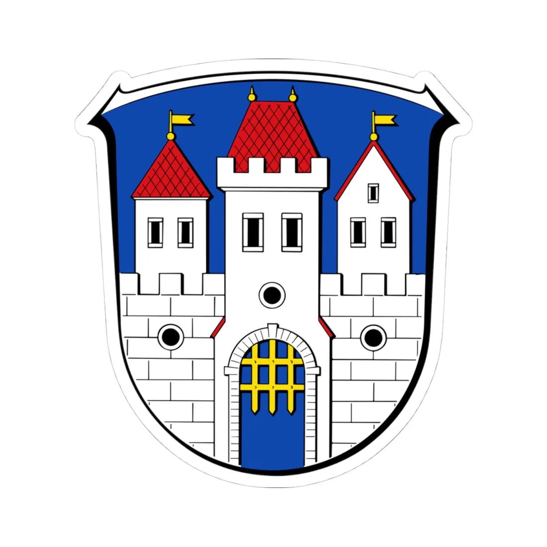 Wappen Fischbachtal (Germany) (Coat of Arms) STICKER Vinyl Kiss-Cut Decal 4 Inch White - The Sticker Space