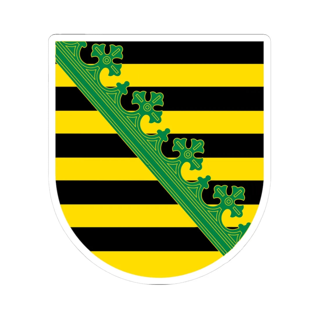 Wappen Freistaat Sachsen von Wettinern  Askanier ohne Kontur (Germany) (Coat of Arms) STICKER Vinyl Kiss-Cut Decal 3 Inch White - The Sticker Space