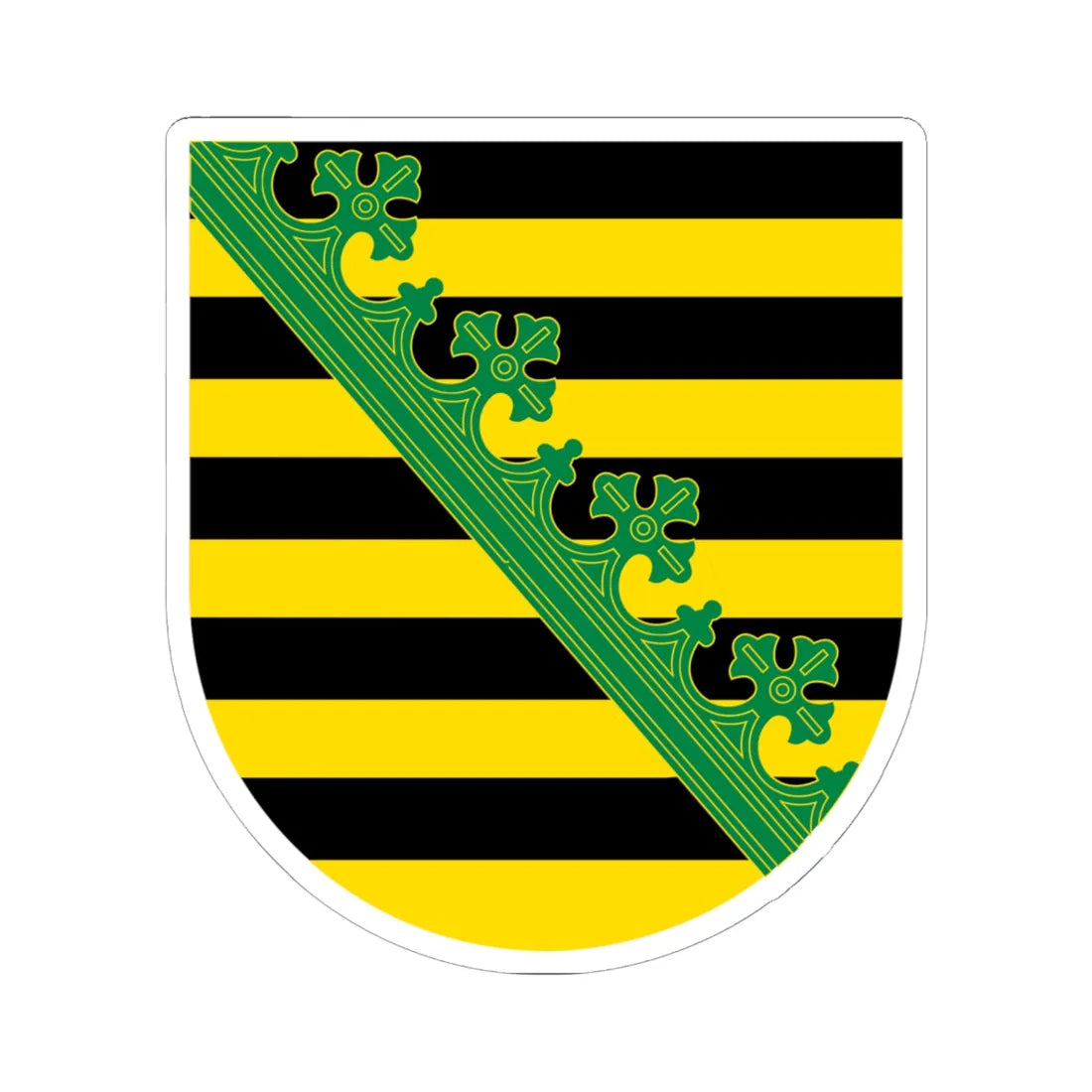 Wappen Freistaat Sachsen von Wettinern  Askanier ohne Kontur (Germany) (Coat of Arms) STICKER Vinyl Kiss-Cut Decal 6 Inch White - The Sticker Space